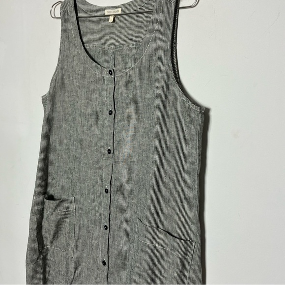Eileen Fisher Organic Cotton Hemp Tank Dress Railroad Stripe Medium - Picture 3 of 7